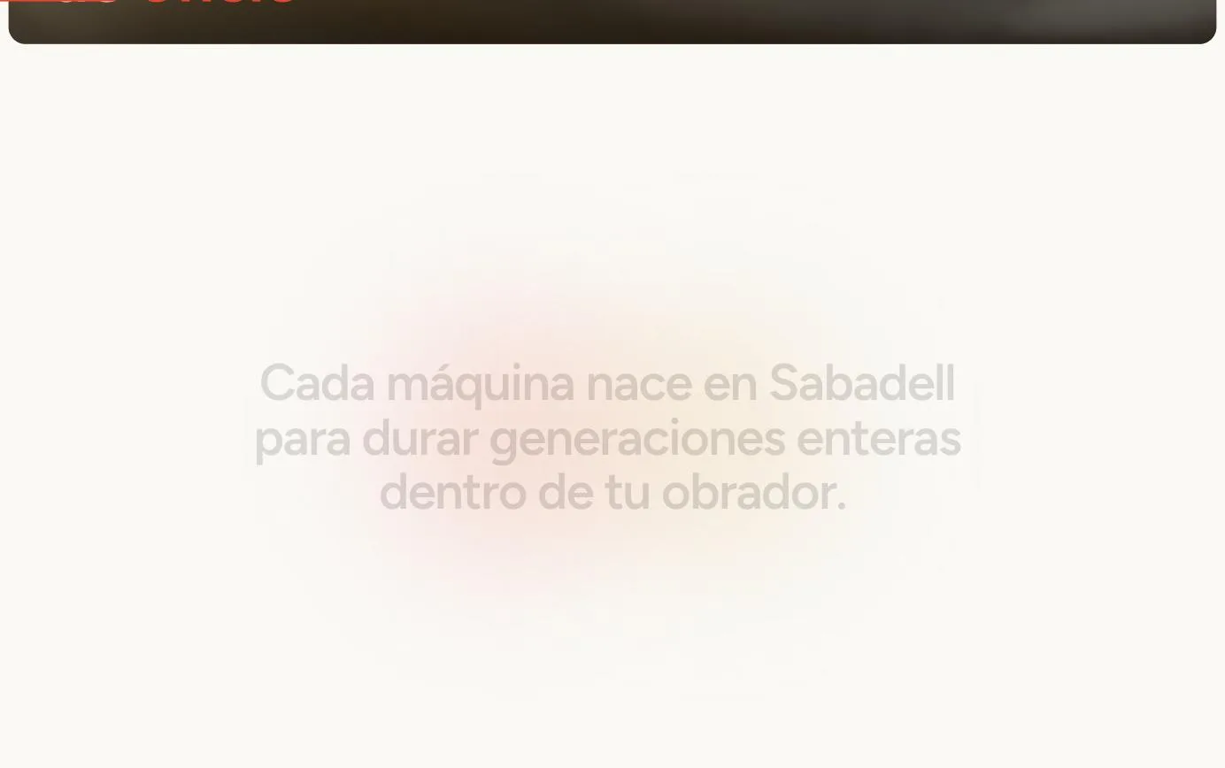 La frase a pantalla completa: «Cada máquina nace en Sabadell para durar generaciones enteras dentro de tu obrador»