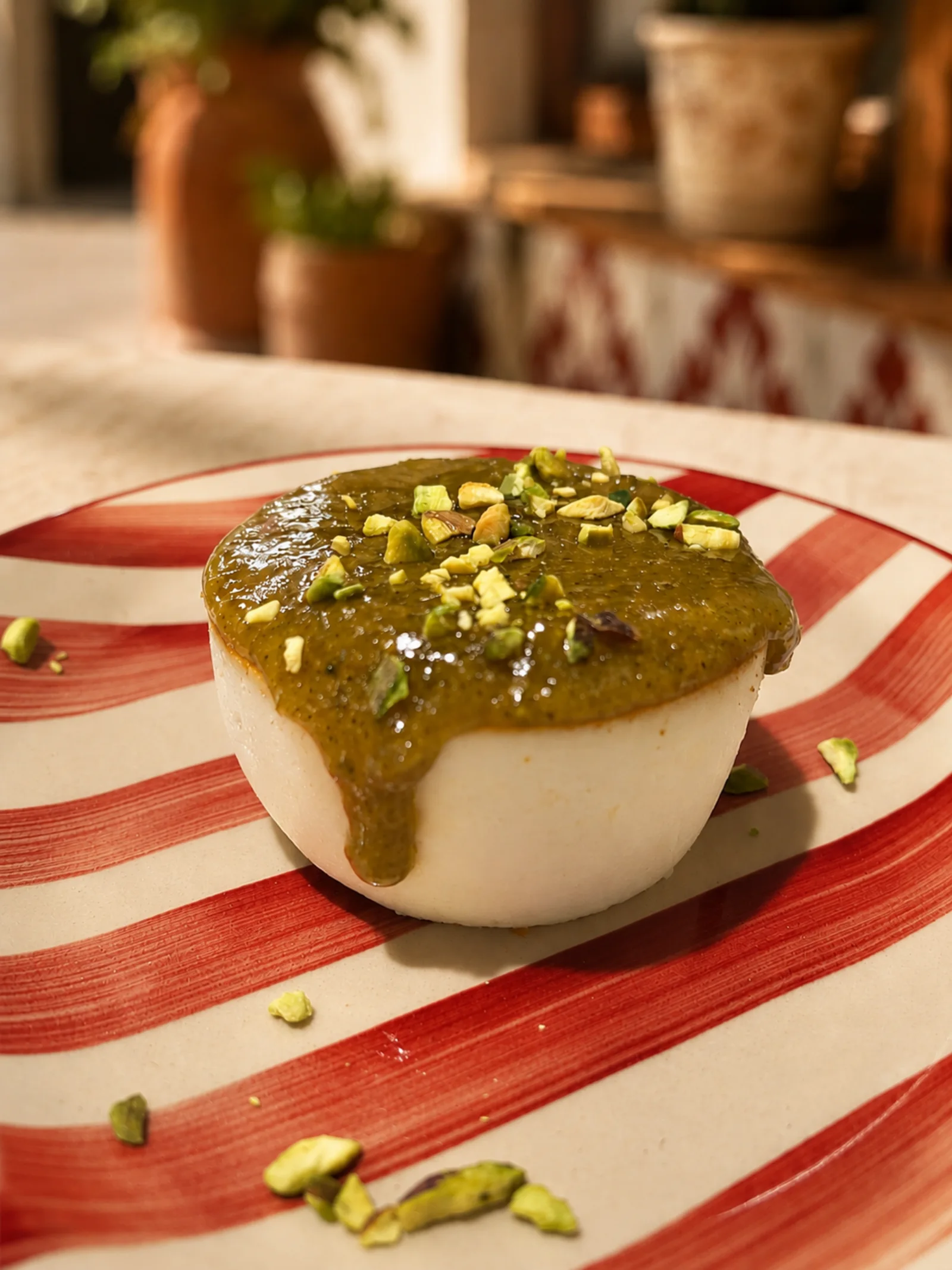 Postre de pistacho de la carta